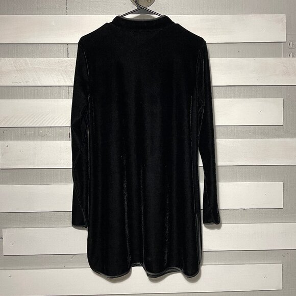 EUC Soft Surroundings Tai Velvet Tunic Top Dress Black Medium Velour Asian style - Picture 5 of 14